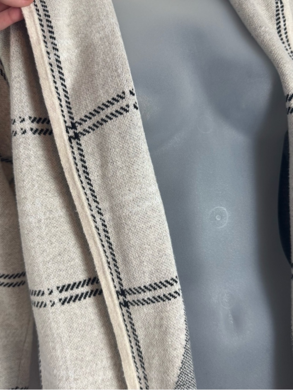 LOFT Cream & Black Plaid Open-Front Cardigan Size M - Picture 3 of 9